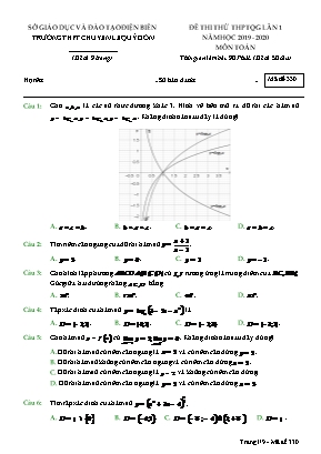Đề thi thử THPT Quốc gia môn Toán lần 1 - Mã đề 330 - Năm học 2019-2020 - Trường THPT chuyên Lê Quý Đôn